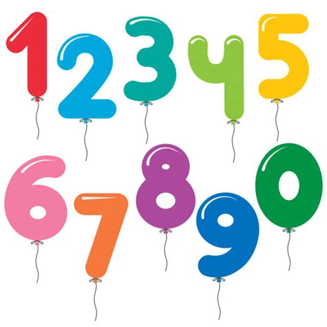 Set Of Colorful Balloons On Strings With Numbers Stock Illustration ...