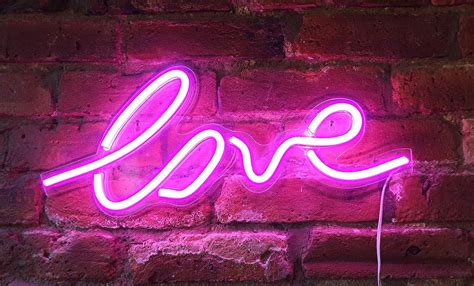 Isaac Jacobs 17.5 inch LED Neon Pink “Love” Wall Sign for Cool Light ...