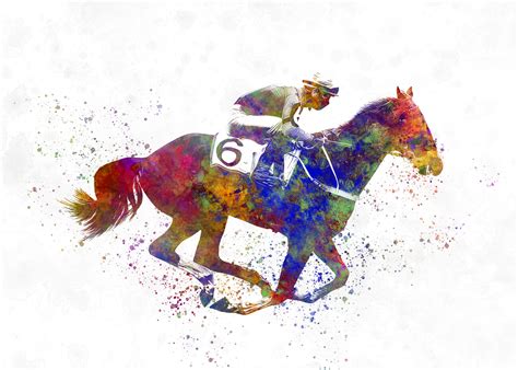 Wall Art Print Horse racing in watercolor | Gifts & Merchandise ...