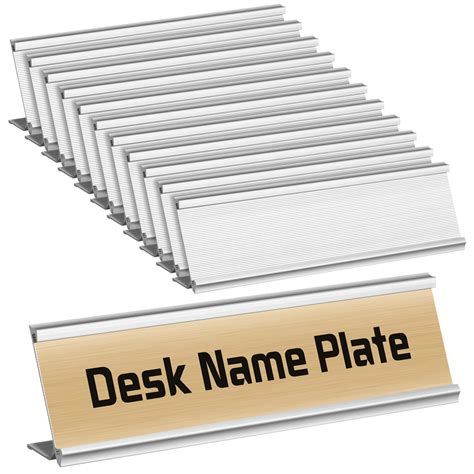 Buy 12 Pack Aluminum Desk Name Plate Holder, Personalized Name Plates ...