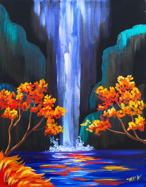 Autumn Aloha Easy step by step waterfall acrylic painting on Youtube By ...