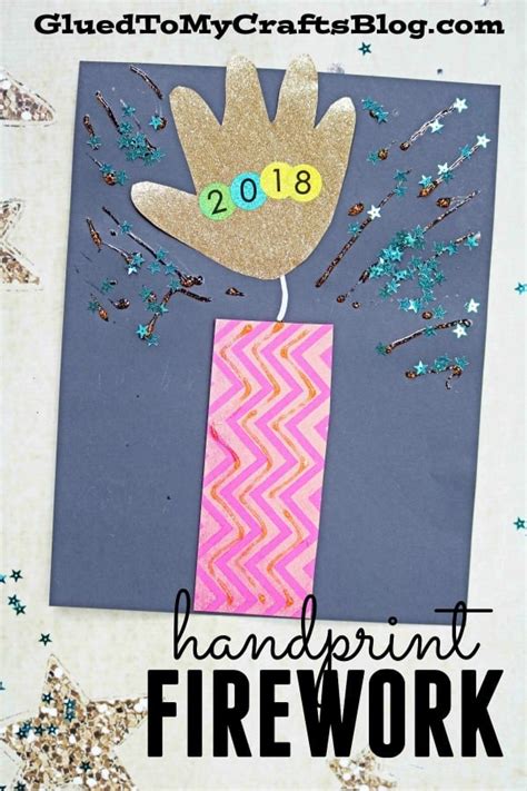 Paper Handprint Firework - Super Easy New Year's Eve Kid Craft - Glued ...