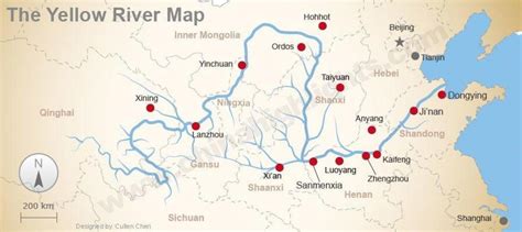 Yellow river China map - China map yellow river (Eastern Asia - Asia)