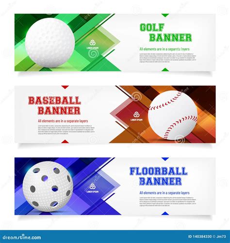 Set of Sport Banner Templates with Ball and Sample Text Stock Vector ...