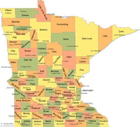 Minnesota County Map | County map, Scrapbooking retreats, Map