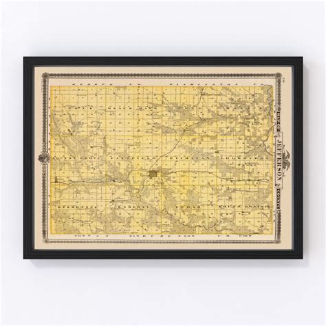 Vintage Map of Jefferson County Iowa, 1875 by Ted's Vintage Art