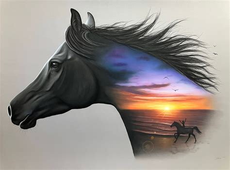 Black Stallion ORIGINAL Drawing, Equestrian Art, Horse Art, Wall Decor ...