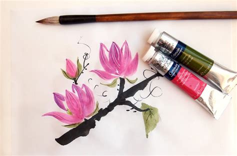 How to Paint Magnolia Blossoms: A Step-by-Step Chinese Brush Painting ...