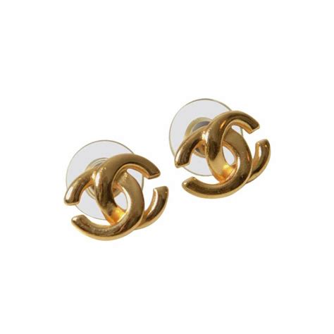 Chanel Gold Logo Earrings Labellov Buy and Sell Authentic Luxury