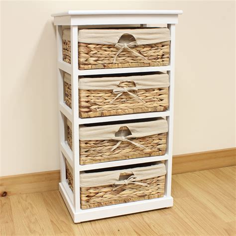 Bathroom Wicker Storage / Vintage Drawer Storage Cabinet 3 Tier Basket ...