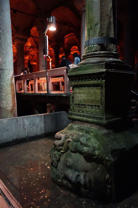 Medusa head in the Basilica Cistern, Istanbul - Turkey