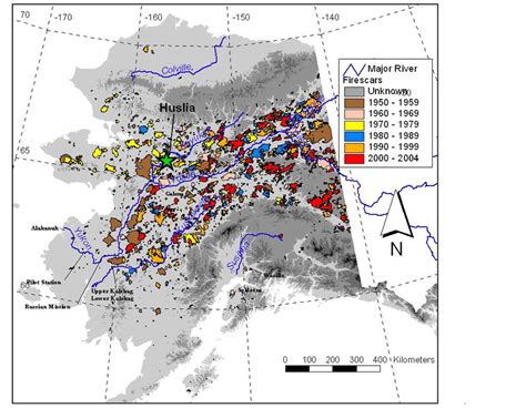 Map of fire history in interior Alaska showing the location of the the ...