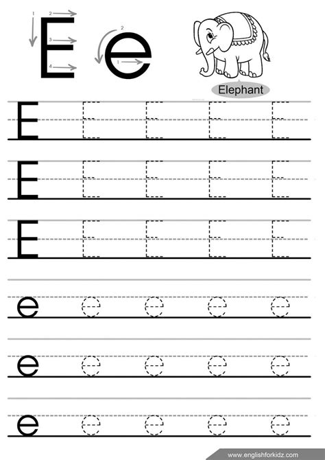 Alphabet E Worksheets Kindergarten | AlphabetWorksheetsFree.com