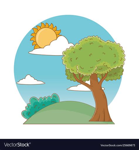 Nature outdoor tree environment cartoon Royalty Free Vector