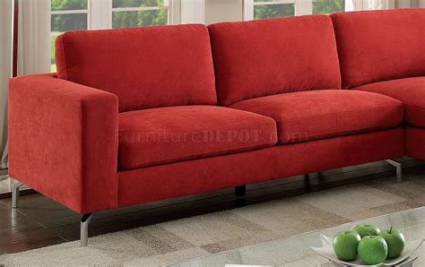 Kallie II Sectional Sofa CM6849 in Red Flannelette Fabric