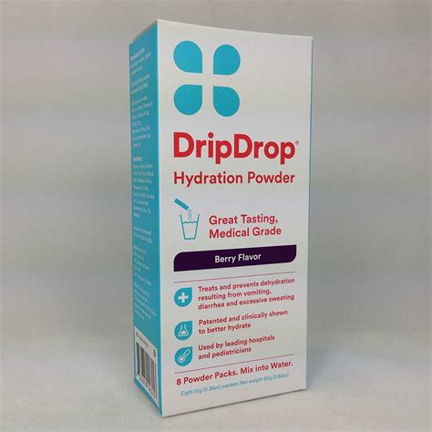 Drip Drop Hydration Powder Berry Flavor 8 Packets Per Box (2 Boxes)