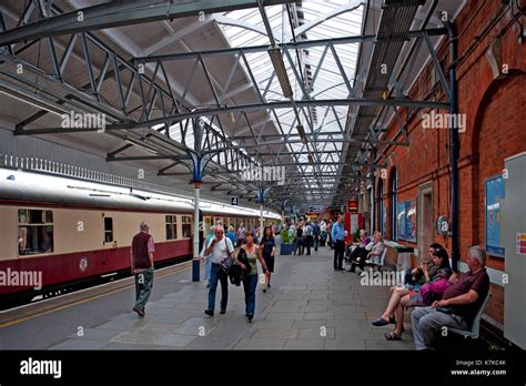 Inside Salisbury Railway Station with charter train in the platform ...