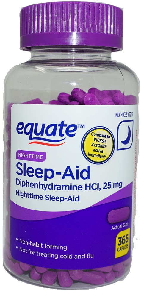 Equate NightTime Sleep-Aid Caplets, 25 mg, 365 Count - Walmart.com ...