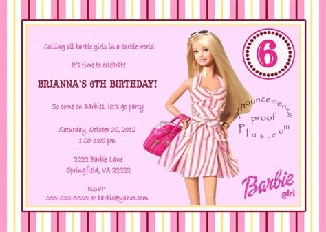 40th Birthday Ideas: Birthday Invitation Templates Barbie