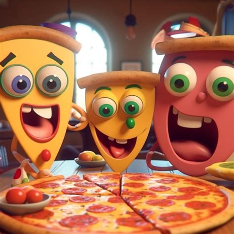 Premium AI Image | cartoon pizza party fun and lively