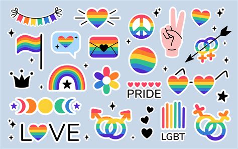 LGBT sticker pack in doodle style. LGBTQ set. LGBT pride community ...