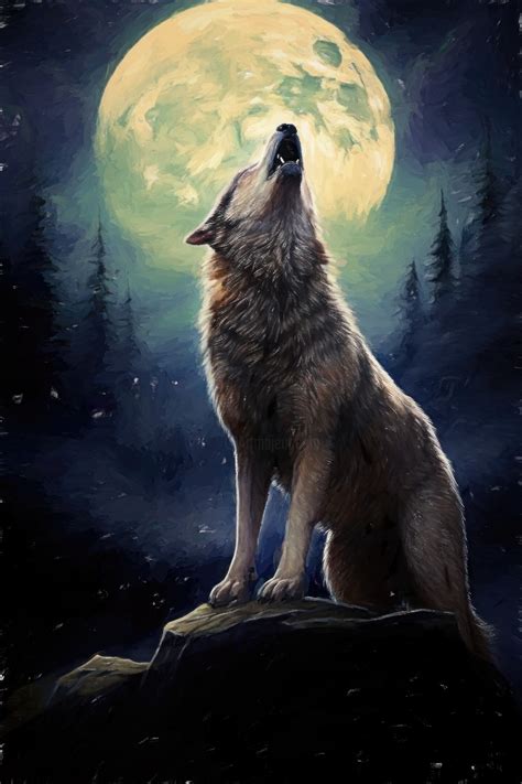 Wolf Howling At The Moon, Digital Arts by Gerry Martinez | Artmajeur