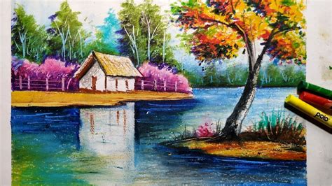 easy oil pastel scenery drawing for beginners /step by step,how to draw ...