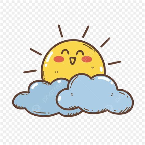 Sun And Clouds Clipart Hd PNG, Yellow Minimalist Cute Cartoon Sun Cloud ...