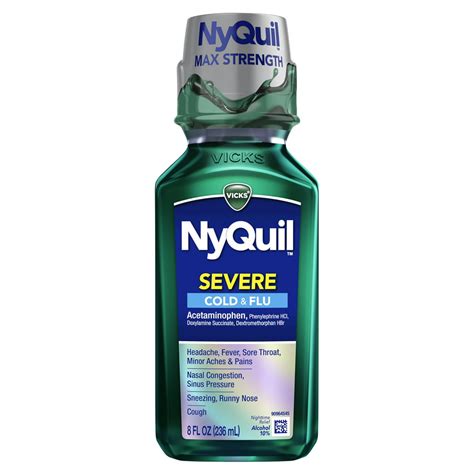 Vicks Nyquil Severe Cough Cold and Flu Medicine, Liquid 8 oz - Walmart ...