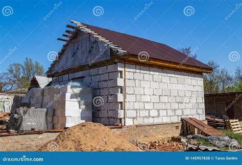 Construction of a New Brick House Stock Photo - Image of materials ...