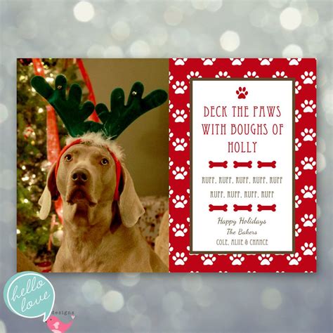 photo christmas card - deck the paws dog pet holiday. $16.00, via Etsy ...