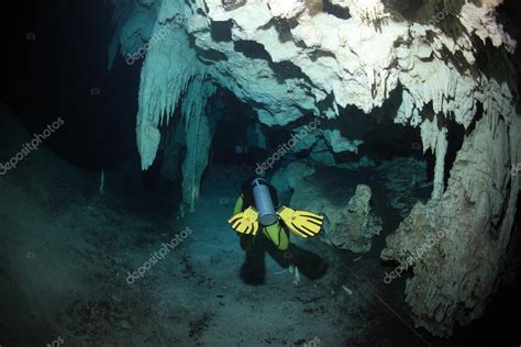 Cave diving in the cenote underwater cave Stock Photo by ©aquanaut 54661837