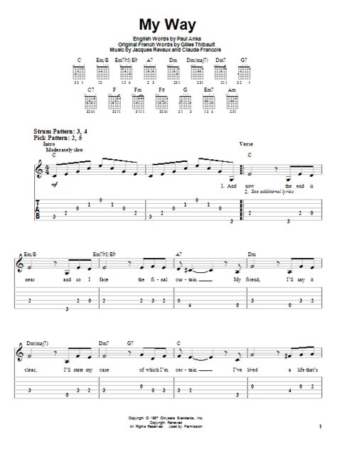 My Way by Paul Anka - Easy Guitar Tab - Guitar Instructor