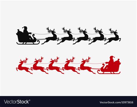 Santa sleigh reindeer silhouette christmas symbol Vector Image