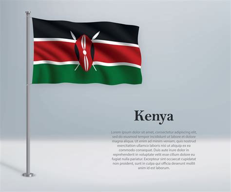 Waving flag of Kenya on flagpole. Template for independence day 6472548 ...