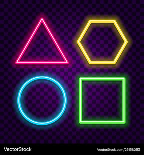 Simple geometric shapes neon signs set Royalty Free Vector