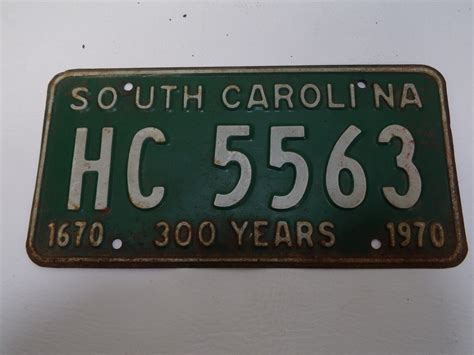 Vintage 1970 South Carolina License 300 Years Tag plate | eBay