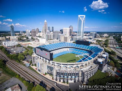 Carolina Panthers Stadium Aerial with Charlotte Skyline 2015 ...