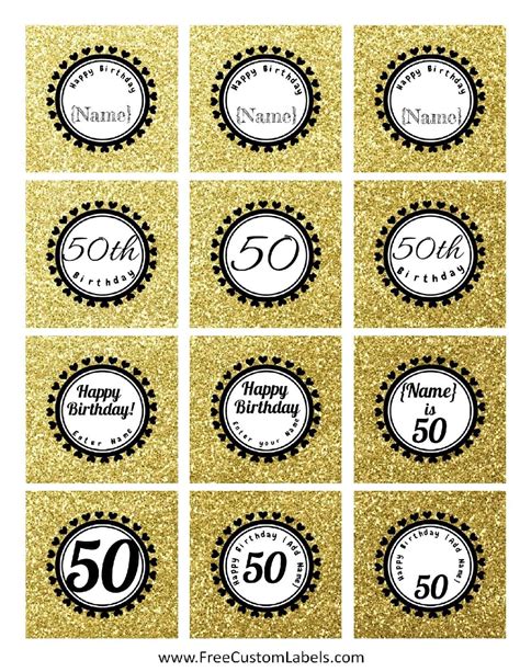 50th Birthday Cupcake Toppers - Free and Customizable