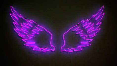 Purple Aesthetic Neon Lights Wings Black Background HD Purple Aesthetic ...