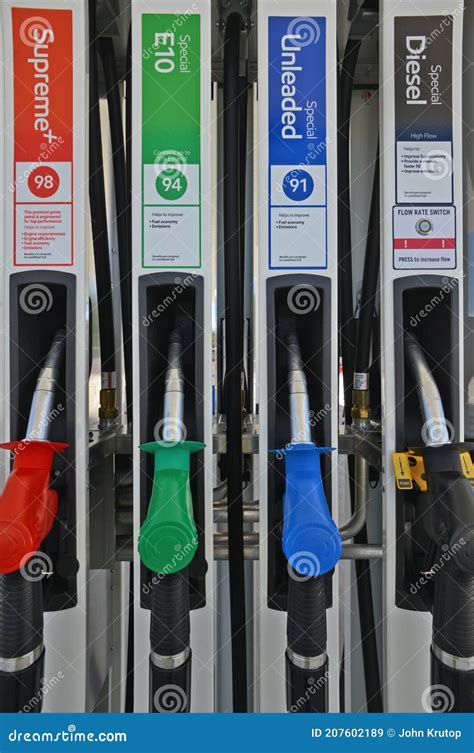 Detail of Various Pumps at the Fuel Bowser Stock Image - Image of types ...