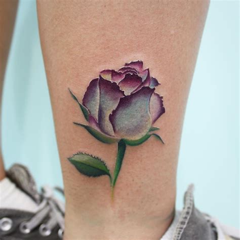 Violet rose tattoo on the ankle - Tattoogrid.net