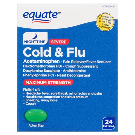 Equate Maximum Strength Nighttime Cold and Flu Medicine with ...