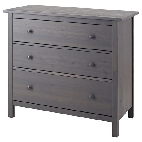 HEMNES 3-drawer chest, gray dark gray stained, 42 1/2x37 3/4" - IKEA