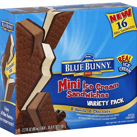 Blue Bunny Ice Cream Sandwiches, Mini, Variety Pack | Sandwiches & Bars ...