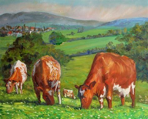 Cows in the Pasture Near River Original Oil Painting on Canvas | Etsy ...