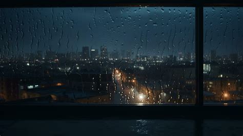 Rainy city view from the window. Night cityscape background. 24674729 ...