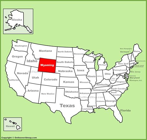 Wyoming location on the U.S. Map - Ontheworldmap.com