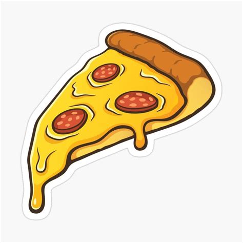 a piece of pizza with cheese and pepperoni on it sticker is shown in ...