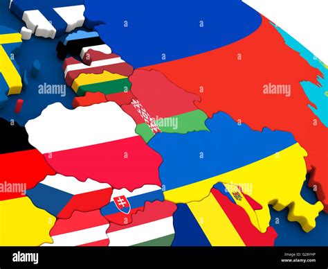 Mapa de Europa oriental en globo con banderas de países integrados ...